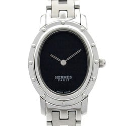 Hermes Clipper Oval Watch Stainless Steel Women's Black CO1.210