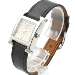 Hermes HERMES H Watch Wristwatch Stainless Steel Leather Strap Women's Silver HH1.210