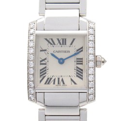 CARTIER Tank Francaise Diamond Bezel Wristwatch K18WG (White Gold) Women's Silver WF1002S3