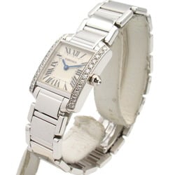 CARTIER Tank Francaise Diamond Bezel Wristwatch K18WG (White Gold) Women's Silver WF1002S3