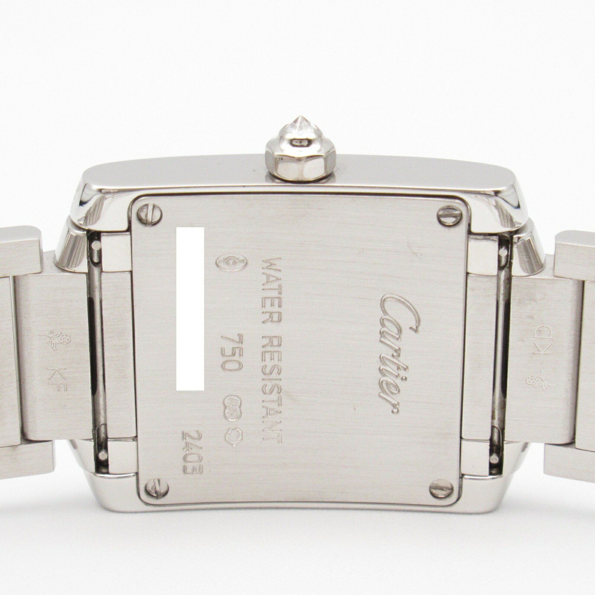 CARTIER Tank Francaise Diamond Bezel Wristwatch K18WG (White Gold) Women's Silver WF1002S3