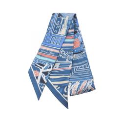 Hermes HERMES Twilly RAYURES D'ETE Silk Scarf for Women Blue Multicolor