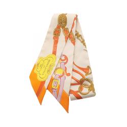 Hermes Twilly BRIDES DE GALA APPLIQUE Silk Scarf for Women Beige Multicolor