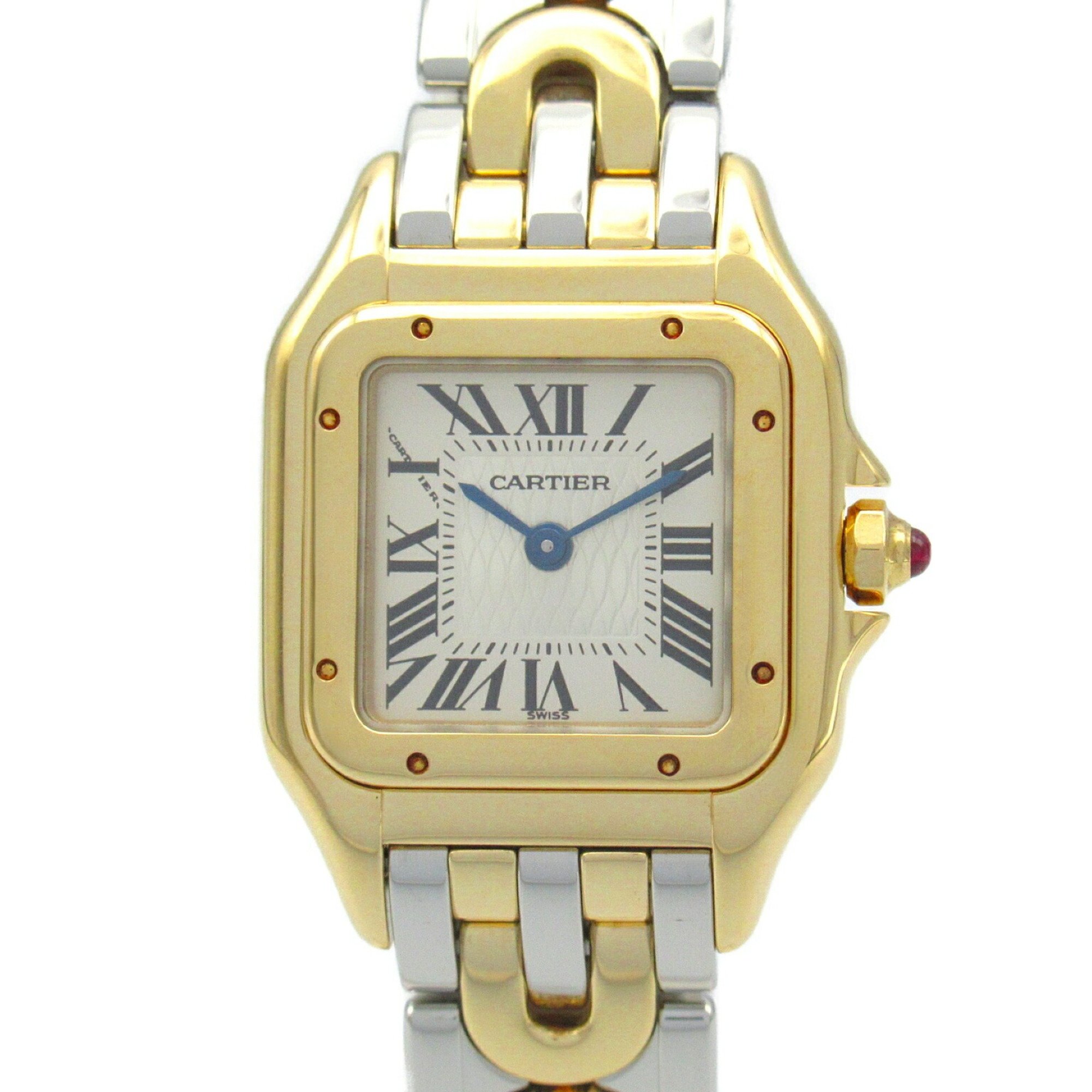 CARTIER Panthere Art Deco 150th Anniversary Model Wristwatch K18 (Yellow Gold) Stainless Steel Ladies Silver W25046S1