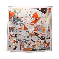 Hermes HERMES Carre 90 CA DECOIFFE Scarf Silk Women's White Multicolor