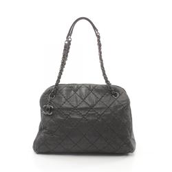 CHANEL Mademoiselle Shoulder Bag Leather Women's Grey