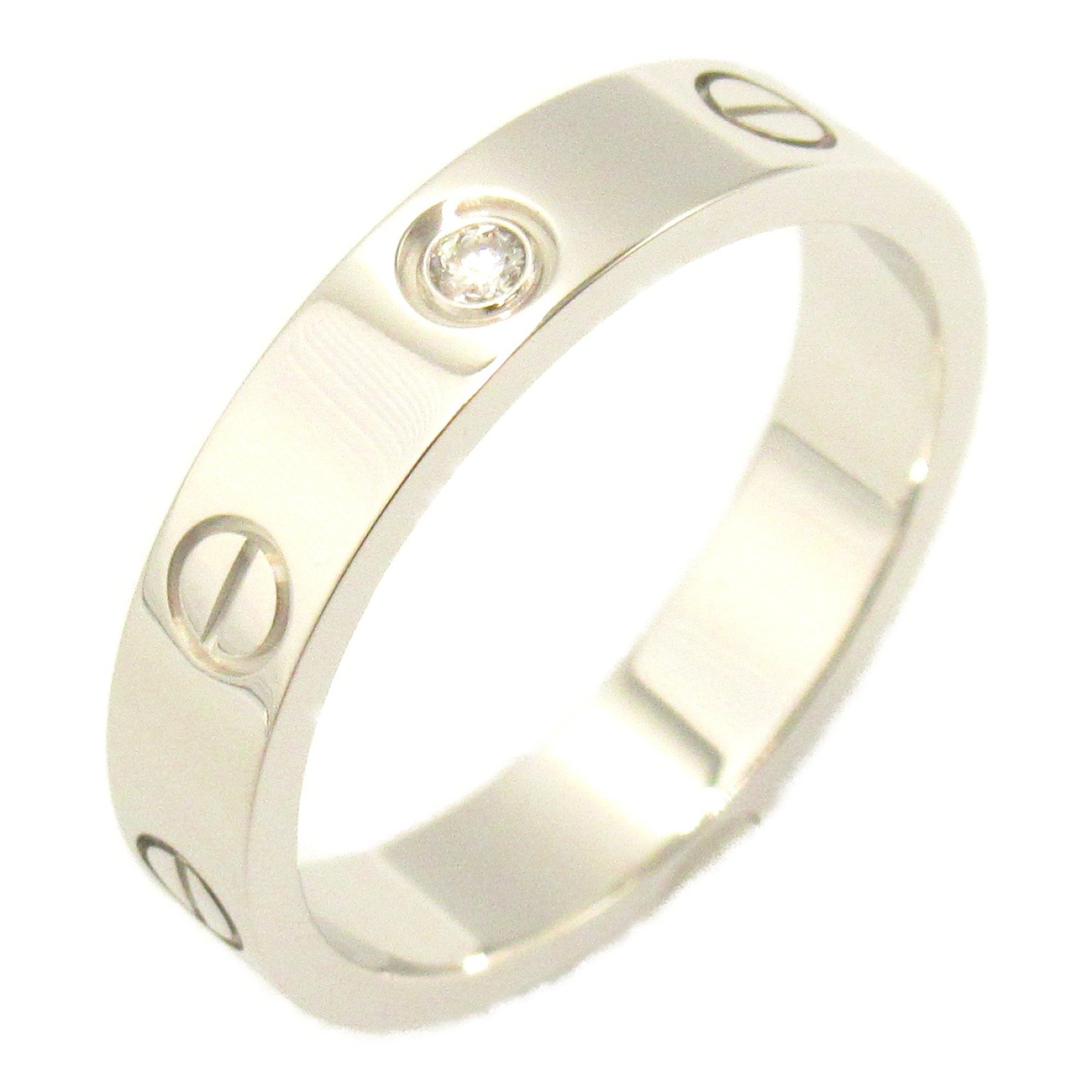 Cartier Love Ring 1P Diamond K18WG (White Gold) Ladies Clear