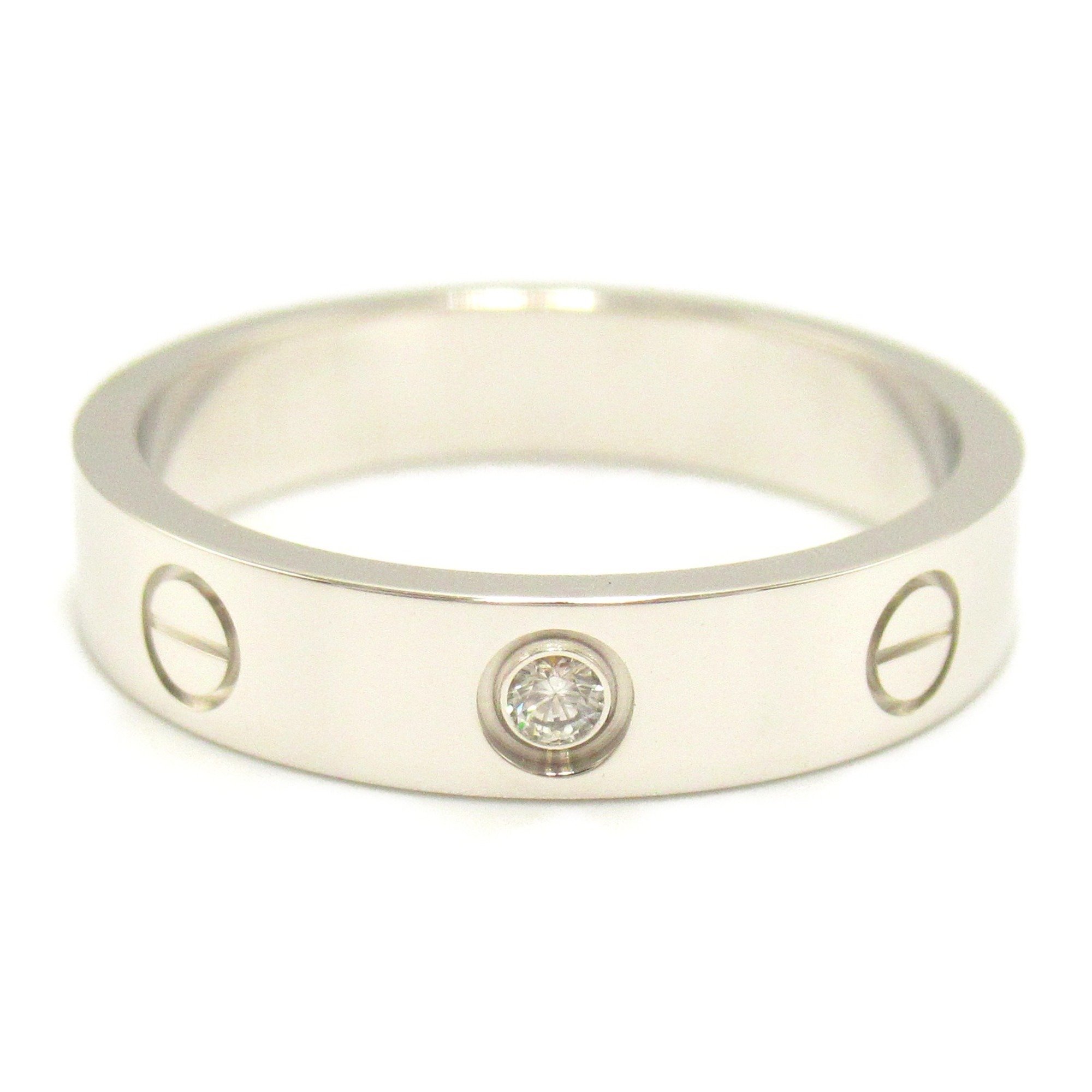 Cartier Love Ring 1P Diamond K18WG (White Gold) Ladies Clear