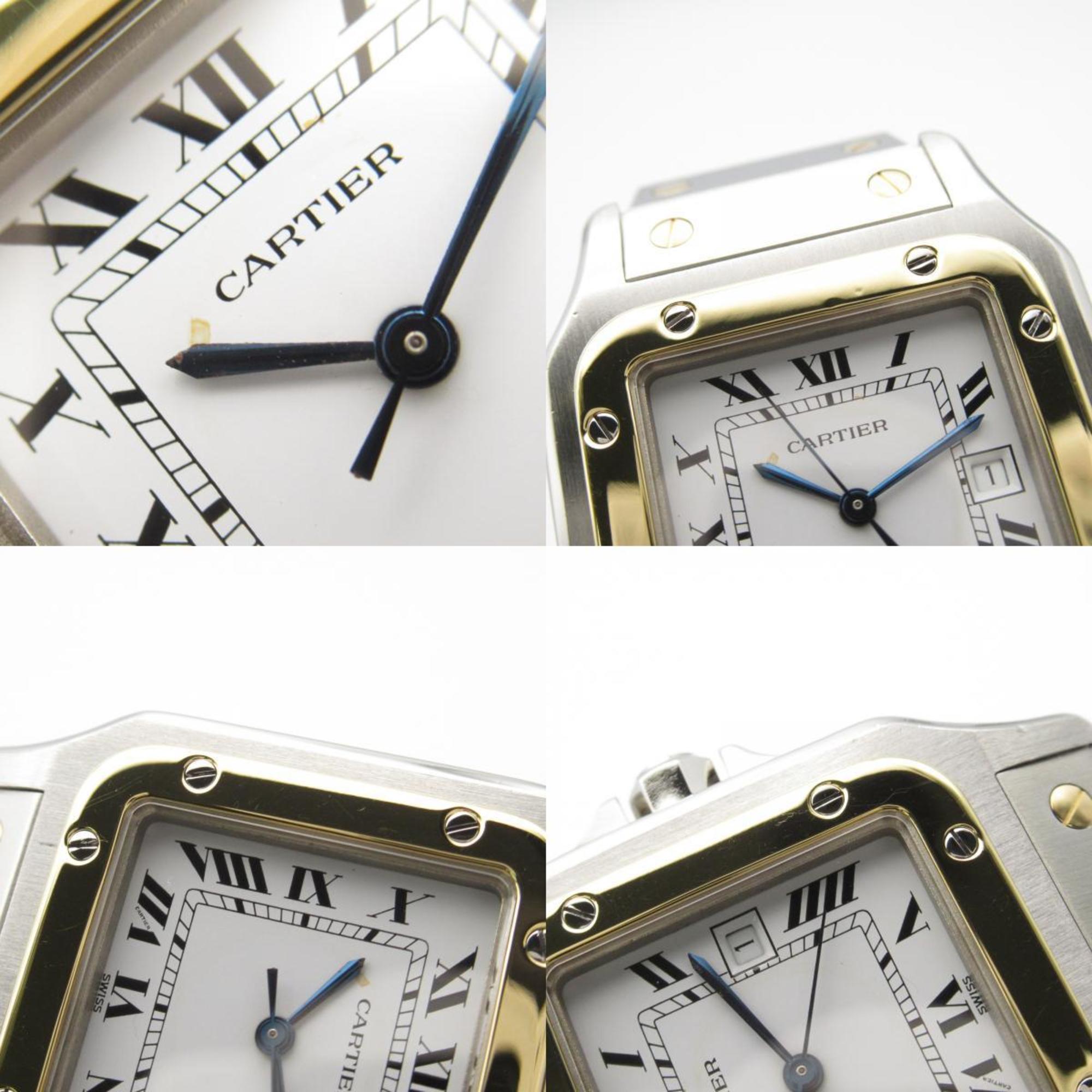 Cartier Santos Galbe LM Watch, K18 (yellow gold), stainless steel, ladies, white, 2961