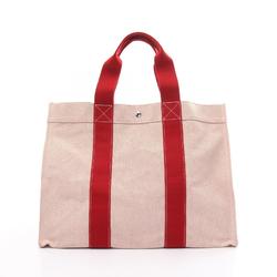 Hermes HERMES Bora GM Tote Bag Canvas Toile H Women's Beige Red