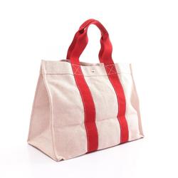 Hermes HERMES Bora GM Tote Bag Canvas Toile H Women's Beige Red