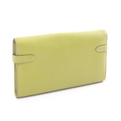 Hermes HERMES Kelly Wallet Bi-fold Long Chevre Women's Green