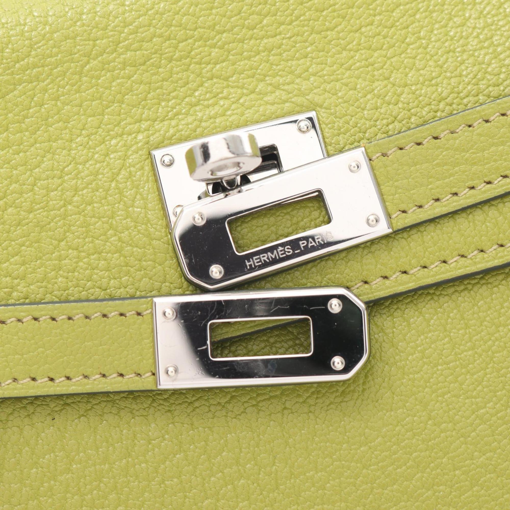 Hermes HERMES Kelly Wallet Bi-fold Long Chevre Women's Green