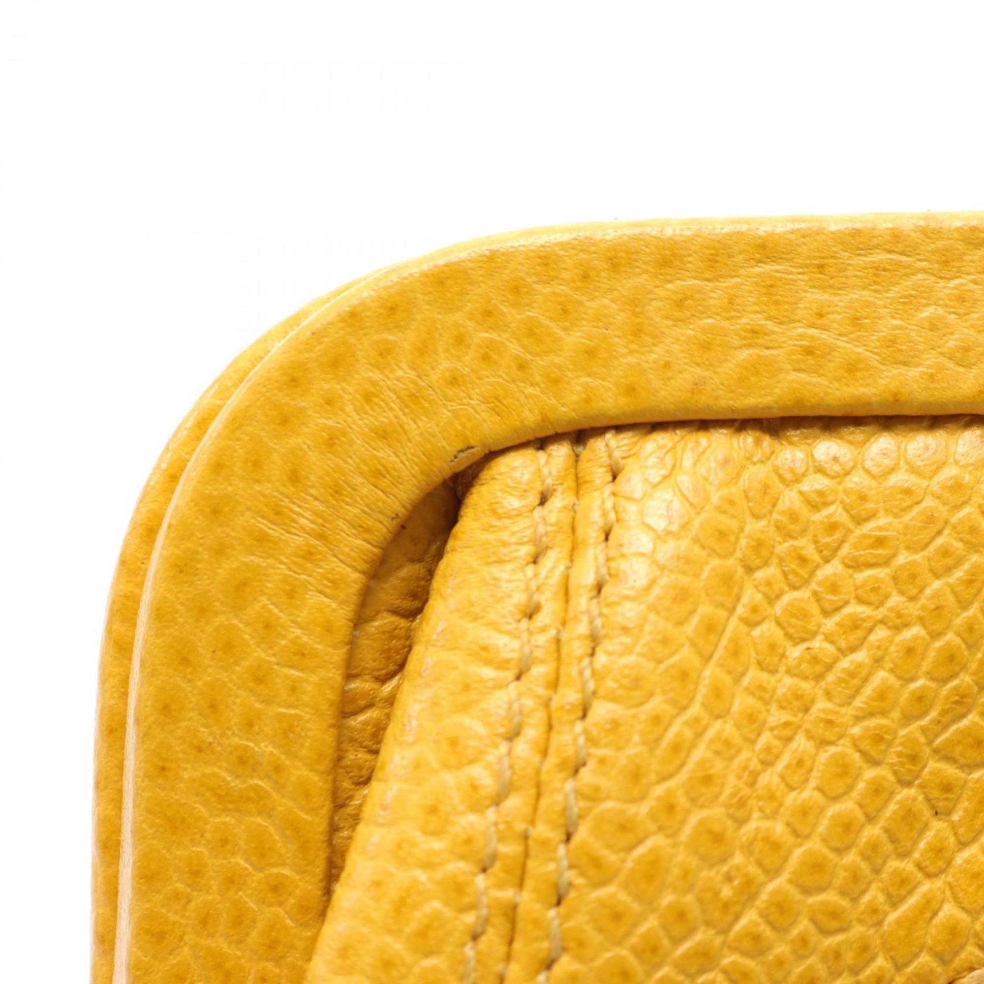 CHANEL Coco Mark Wallet/Coin Case Wallet Leather Women's Yellow