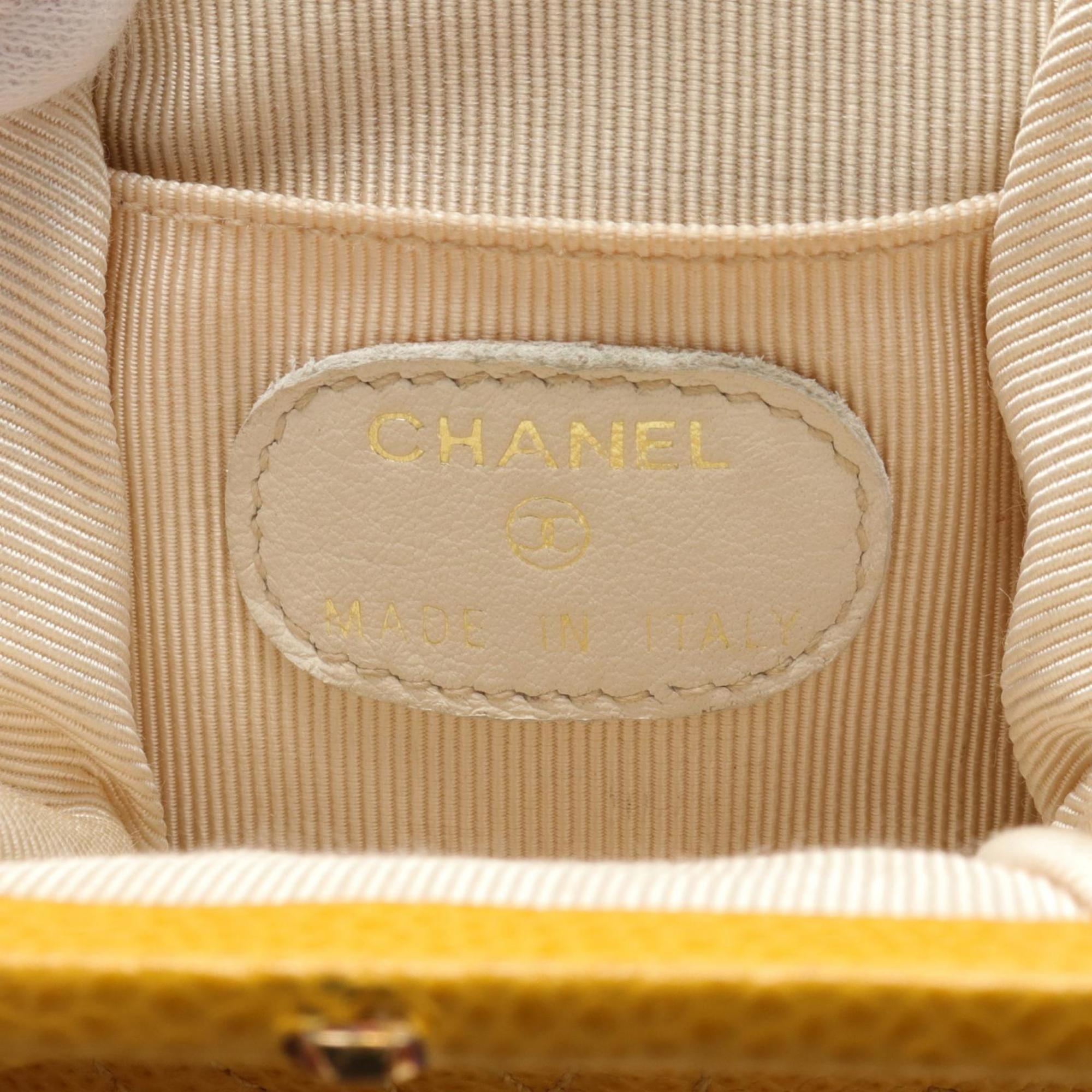 CHANEL Coco Mark Wallet/Coin Case Wallet Leather Women's Yellow