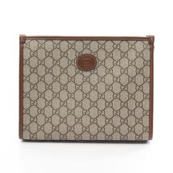 Gucci Interlocking G GG Supreme Second Bag Clutch Coated Canvas Leather Men's Beige Brown 67295692TCG8563