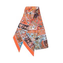 Hermes Twilly Au Pays des Oiseaux Fleurs Silk Scarf for Women Orange Multicolor