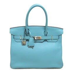 Hermes HERMES Birkin 30 Blue Atoll Handbag Bag Leather Taurillon Clemence Women's