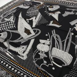 Hermes HERMES Carre Gean 140 ZOUAVES ET DRAGONS Scarf Silk Cashmere Women's Black Multicolor