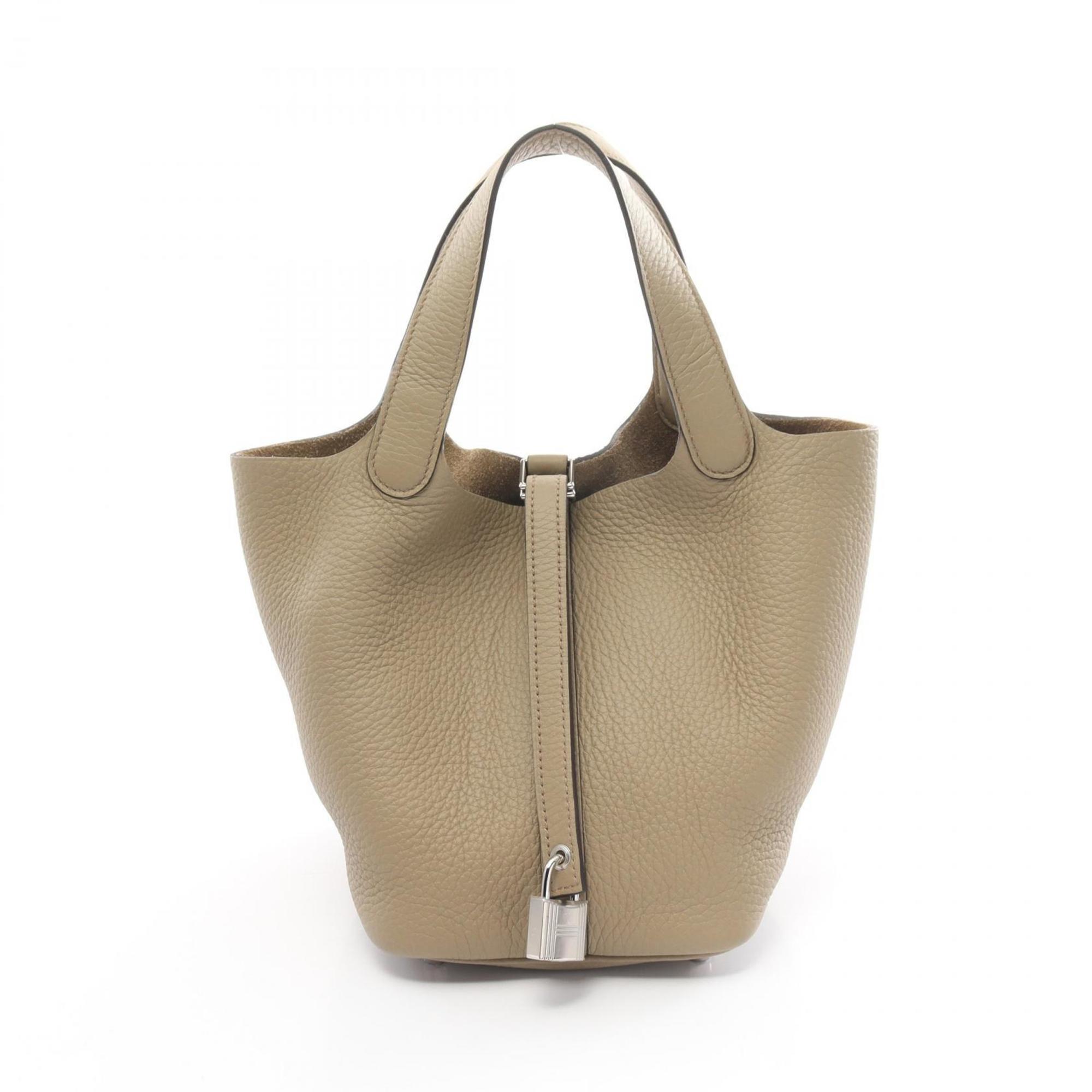 Hermes HERMES Picotin Lock PM Beige Marfa Handbag Bag Taurillon Clemence Women's 056289CK