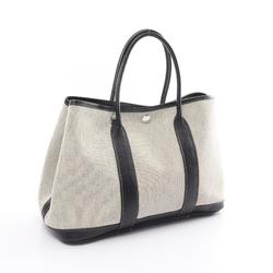 Hermes HERMES Garden TPM Tote Bag Leather Toile H Women's Beige Black