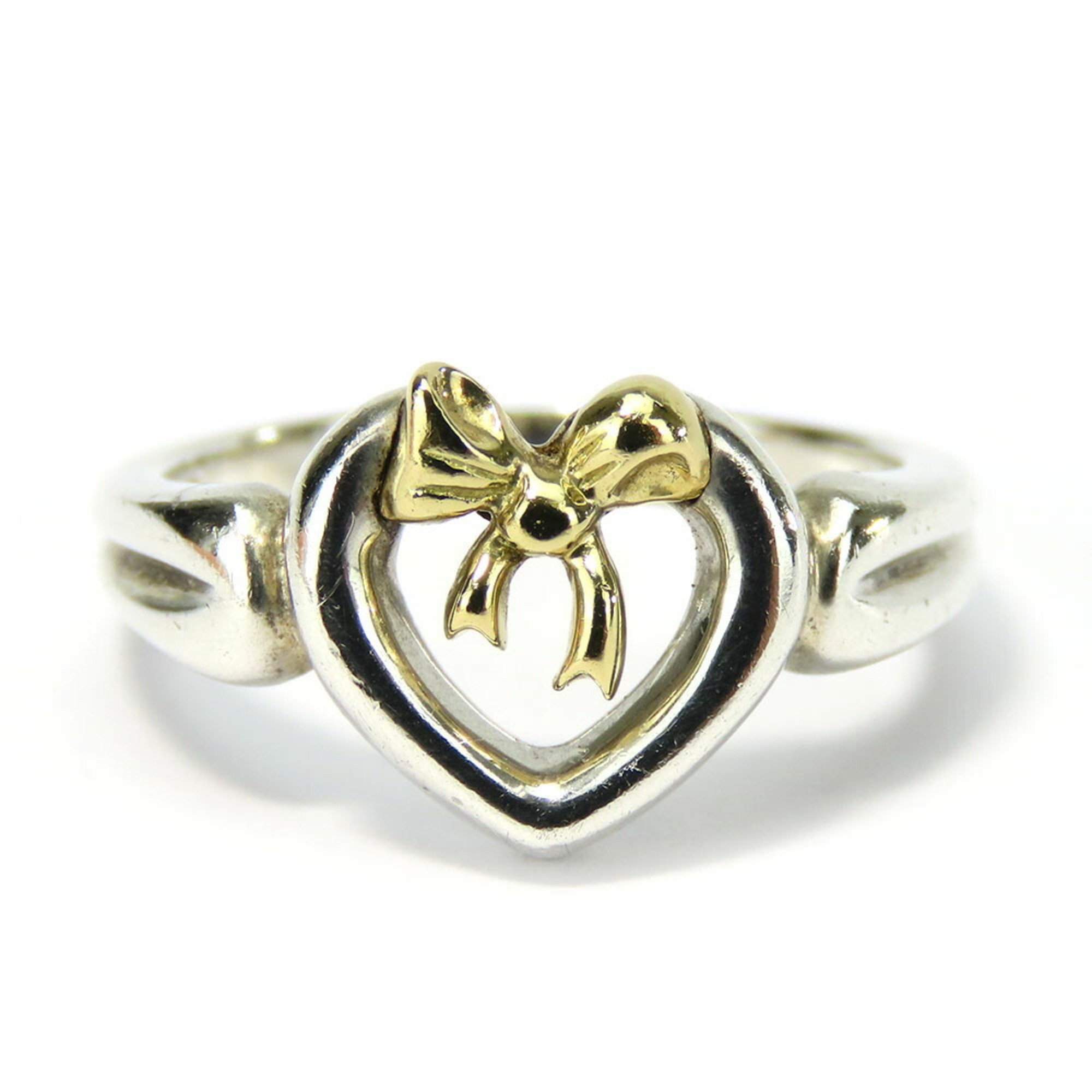 Tiffany & Co. Ring Heart Ribbon Silver 925 K18YG Approx. 3.5g Yellow Gold Women's TIFFANY