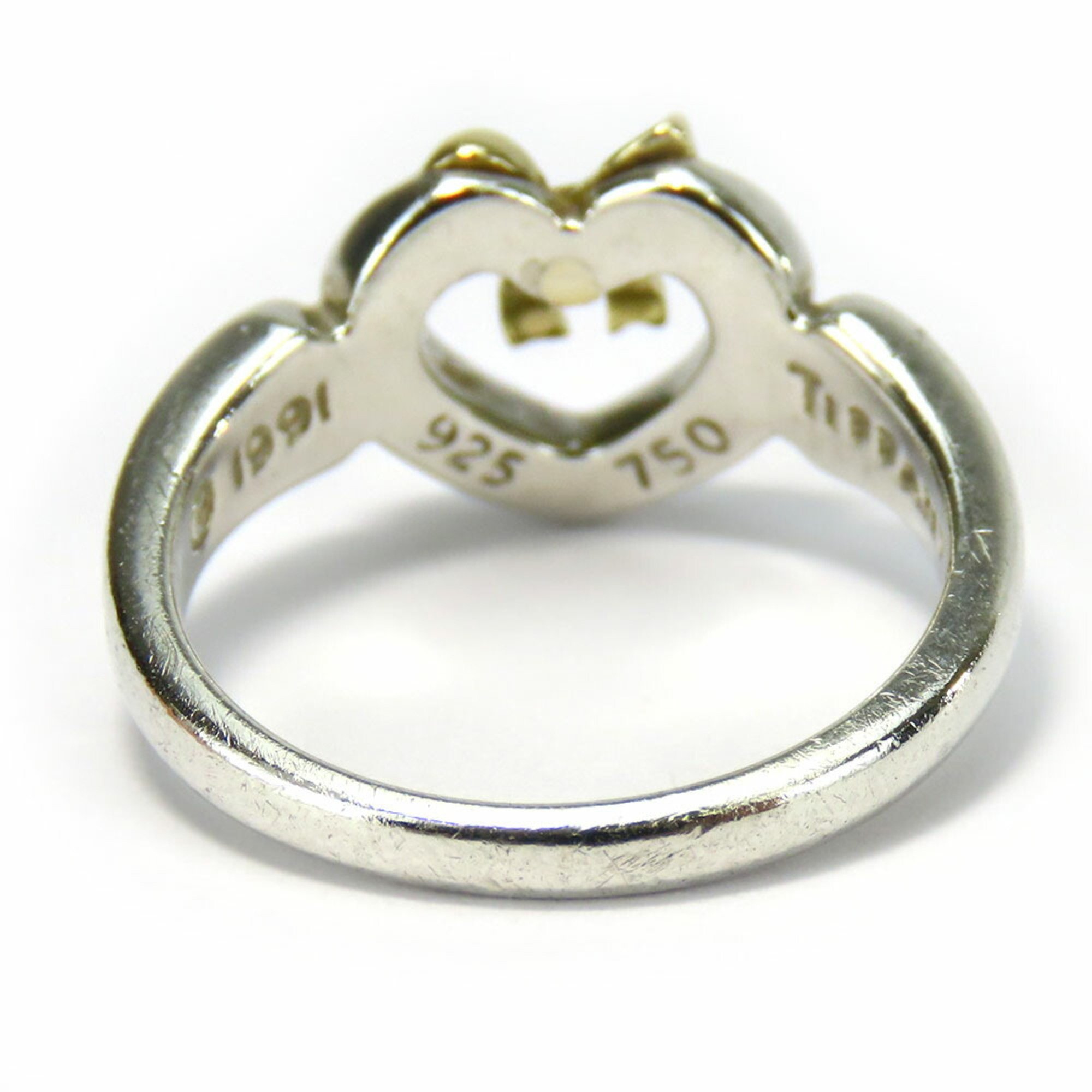 Tiffany & Co. Ring Heart Ribbon Silver 925 K18YG Approx. 3.5g Yellow Gold Women's TIFFANY