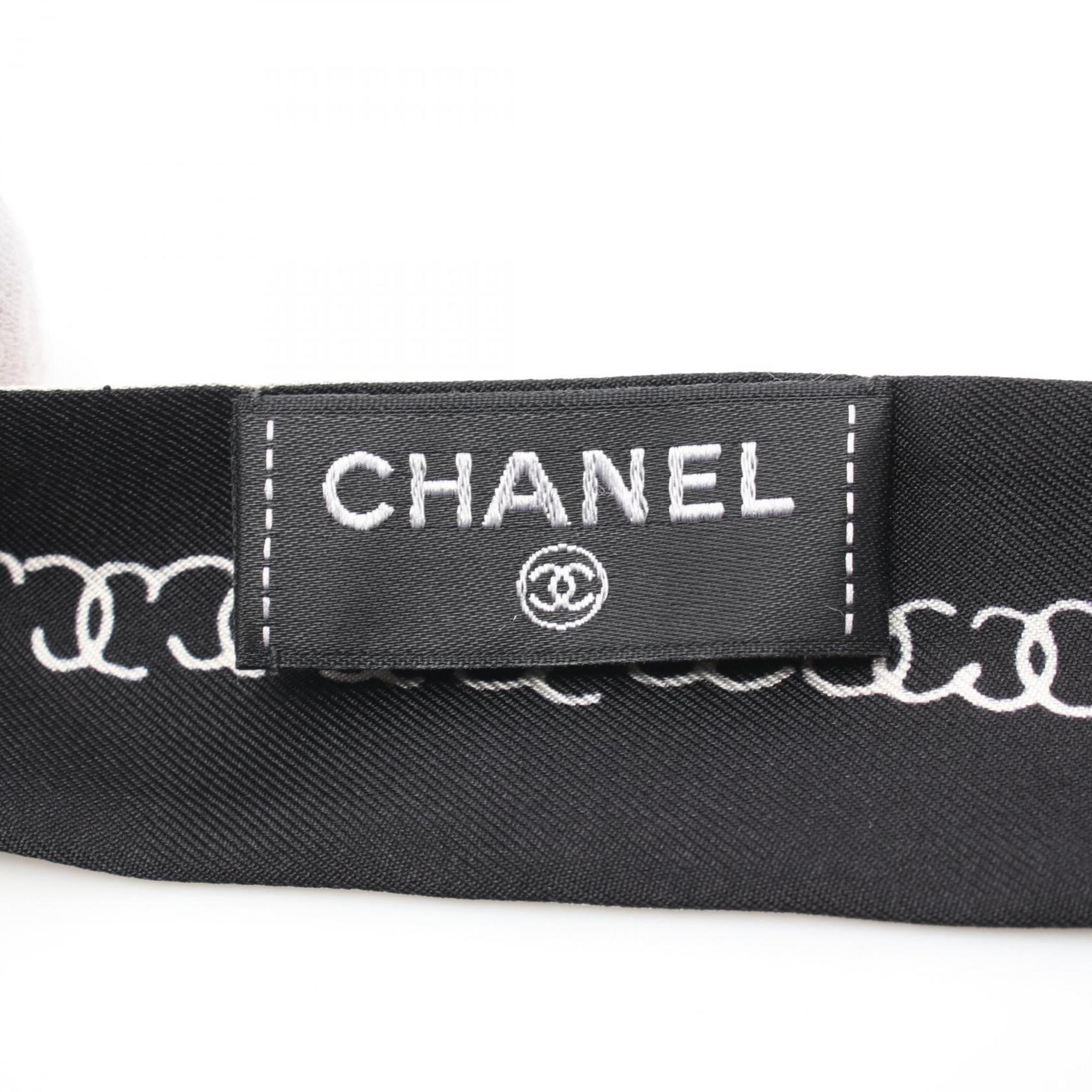 CHANEL Coco Chanel Scarf Silk Women's Black White