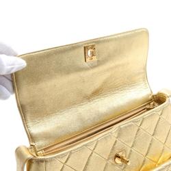 CHANEL Matelasse Shoulder Bag Leather Women's Gold