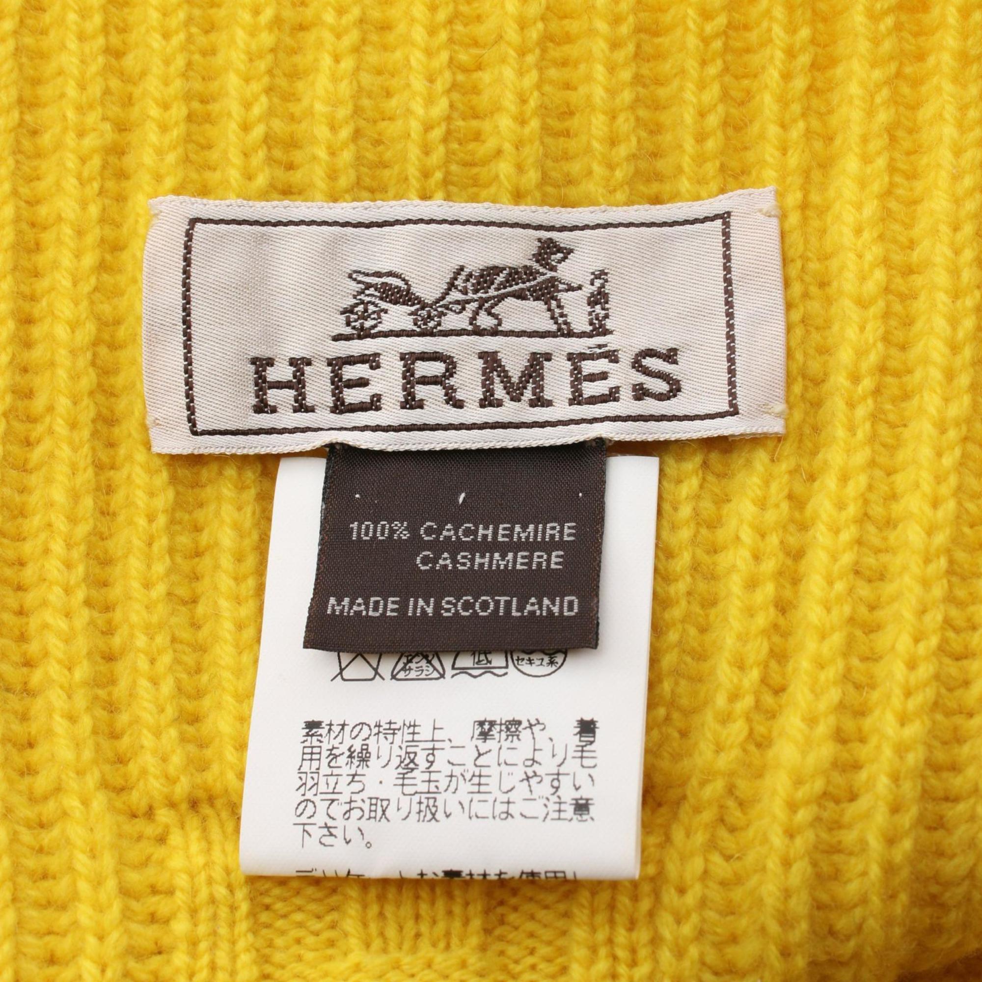 Hermes HERMES H Scarf Clothing Cashmere Women's Yellow