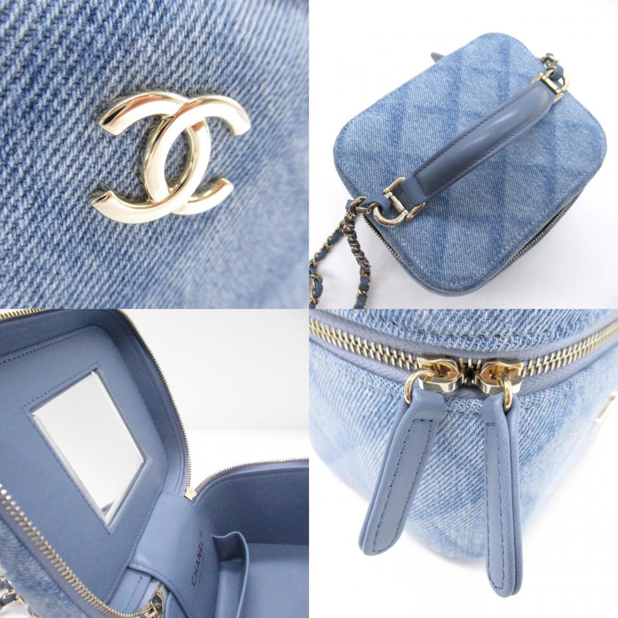 CHANEL Vanity Chain Shoulder Bag, Denim, Women's, Blue, Denim Blue