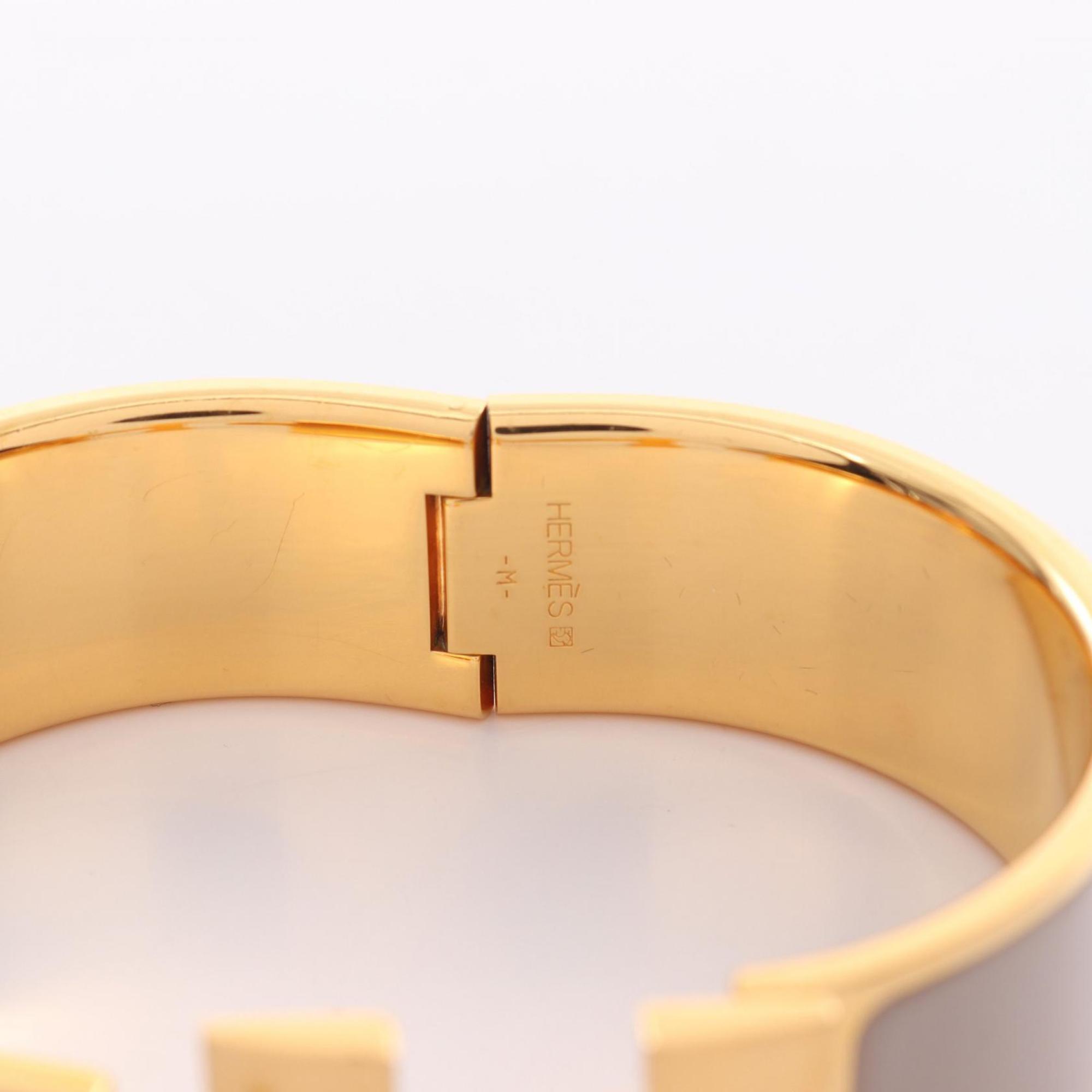 Hermes Click-Clack GM Bangle GP (Gold Plated) Enamel Women's Gold Beige