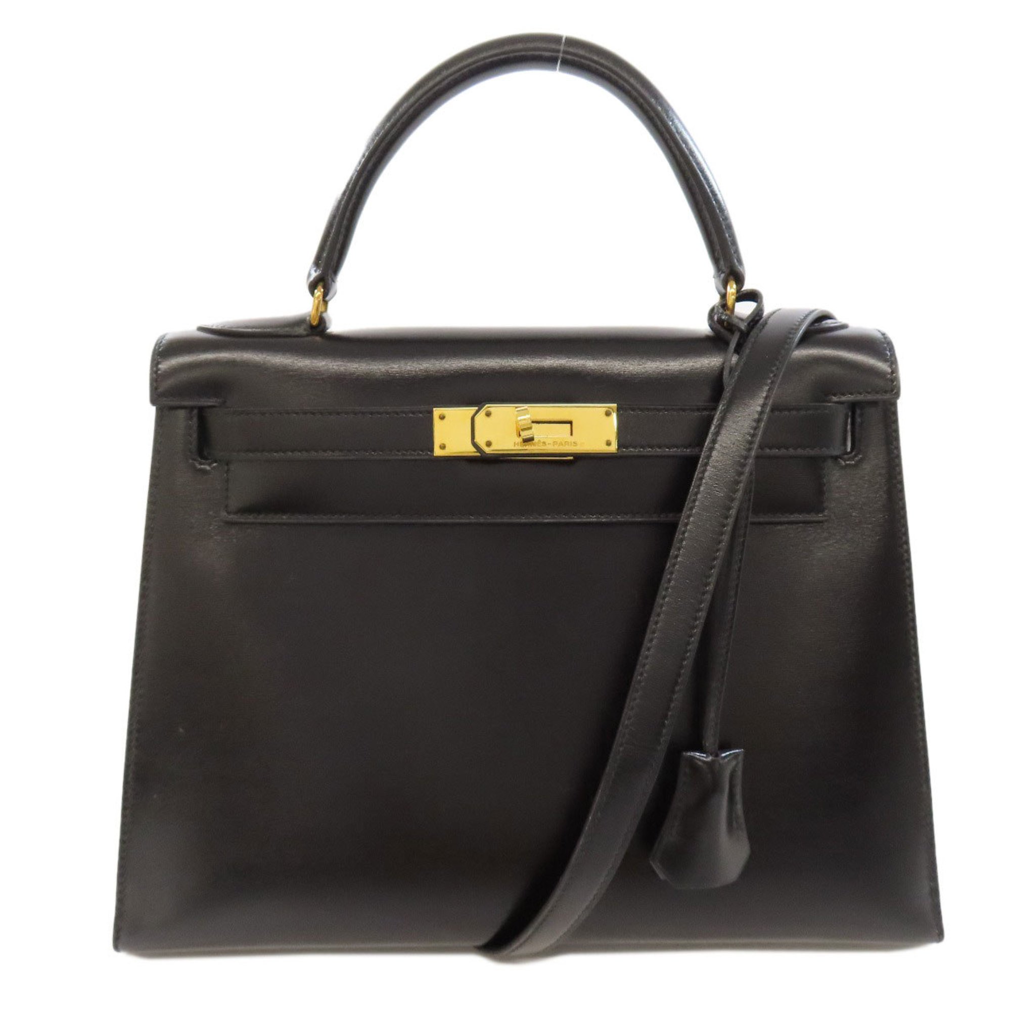 Hermes Kelly 28 Outer Stitched Handbag Box Calf Women's HERMES