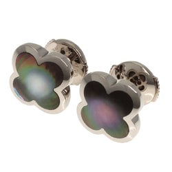 Van Cleef & Arpels Pure Alhambra Black Shell Earrings, 18K White Gold, Women's