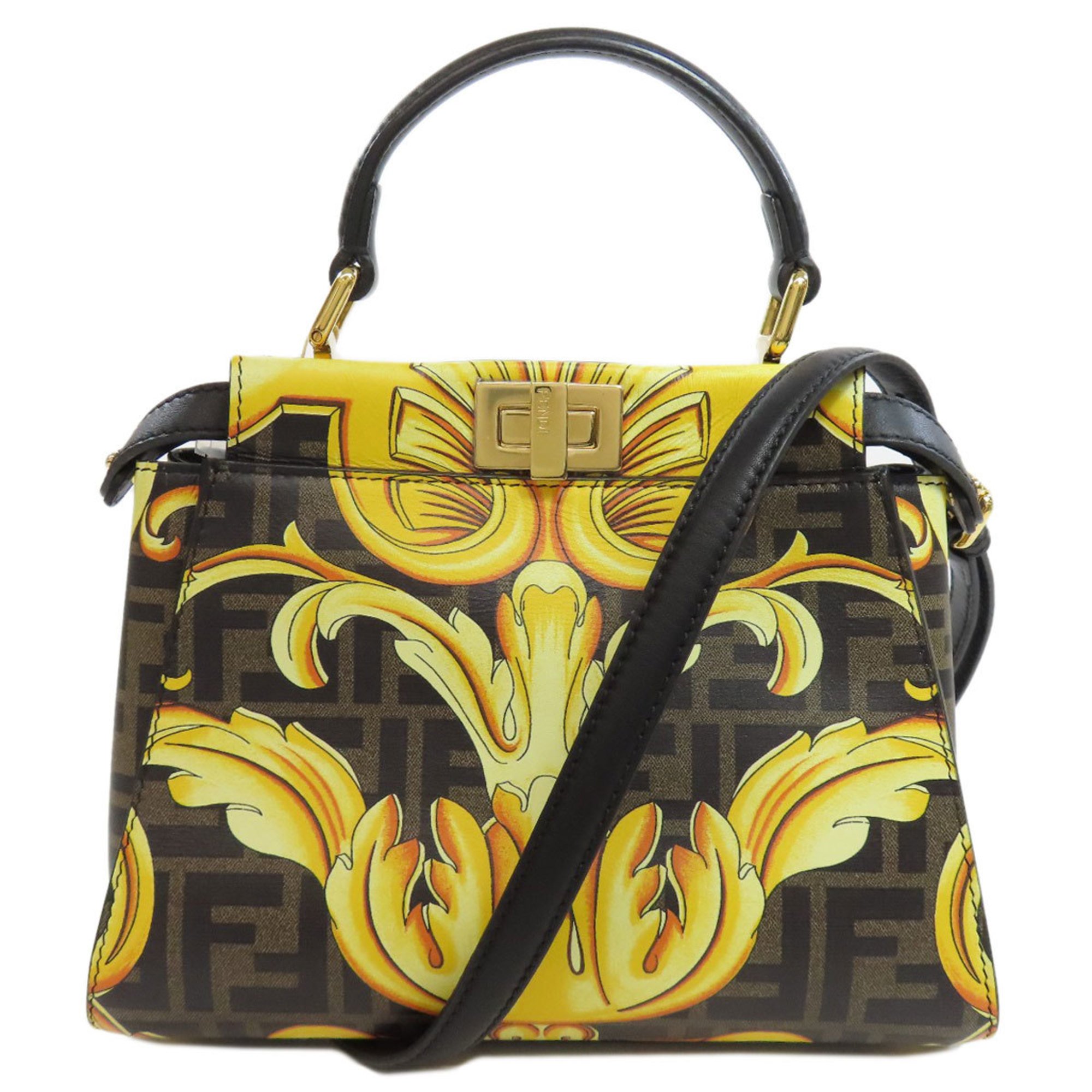 FENDI Fendace Peekaboo Handbag Calf Leather Women's