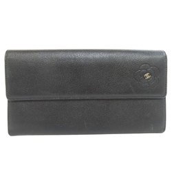 CHANEL Camellia Coco Mark Long Wallet Calfskin Women's