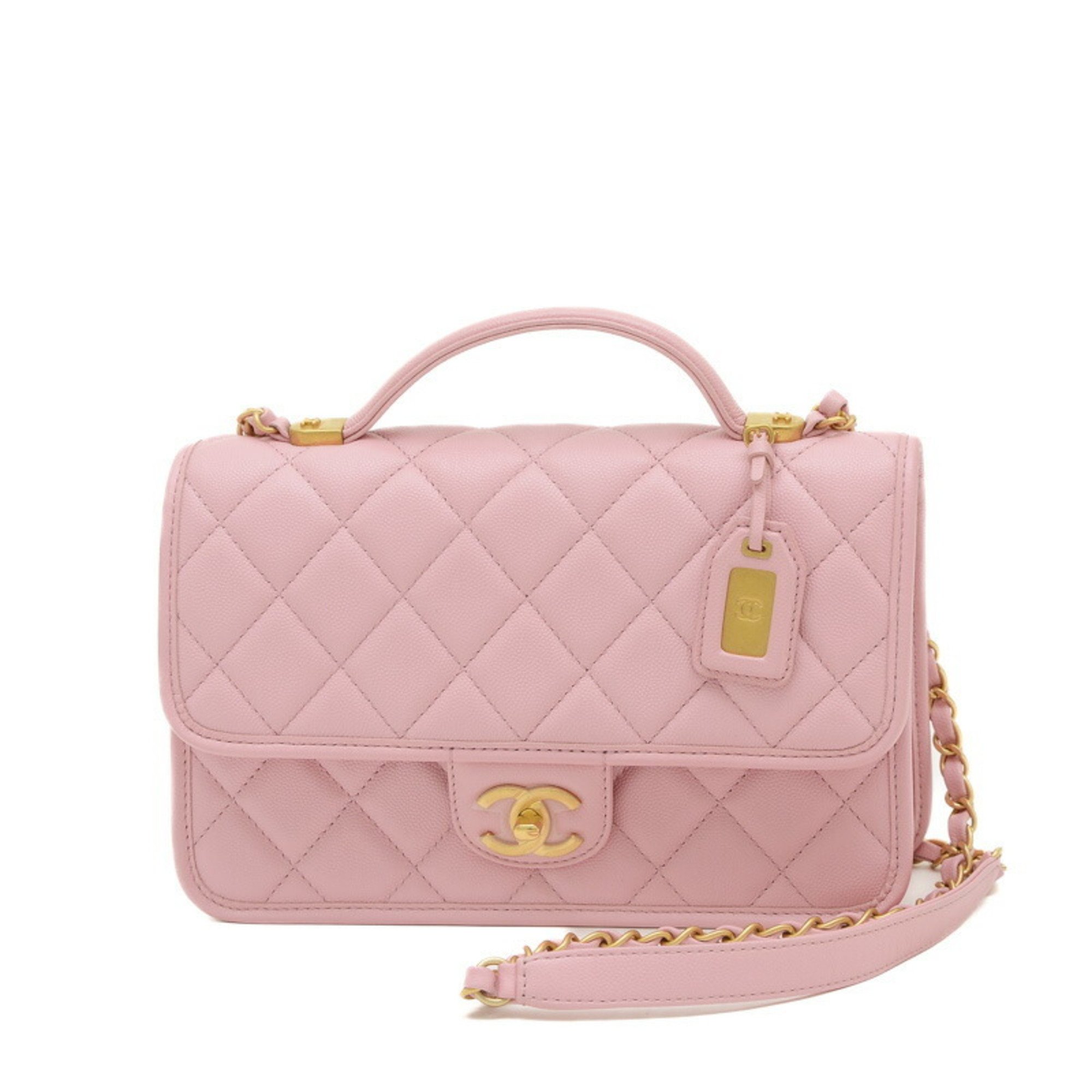 Chanel Matelasse Caviar Skin Chain Shoulder Bag Pink