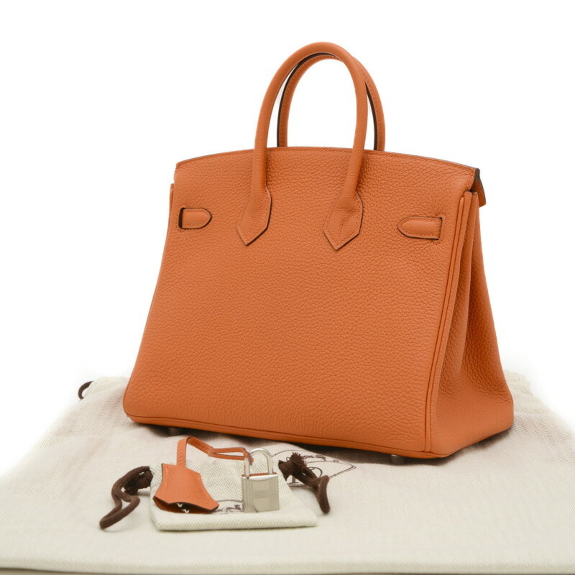 Hermes Birkin 25 Togo Handbag Orange U Stamp