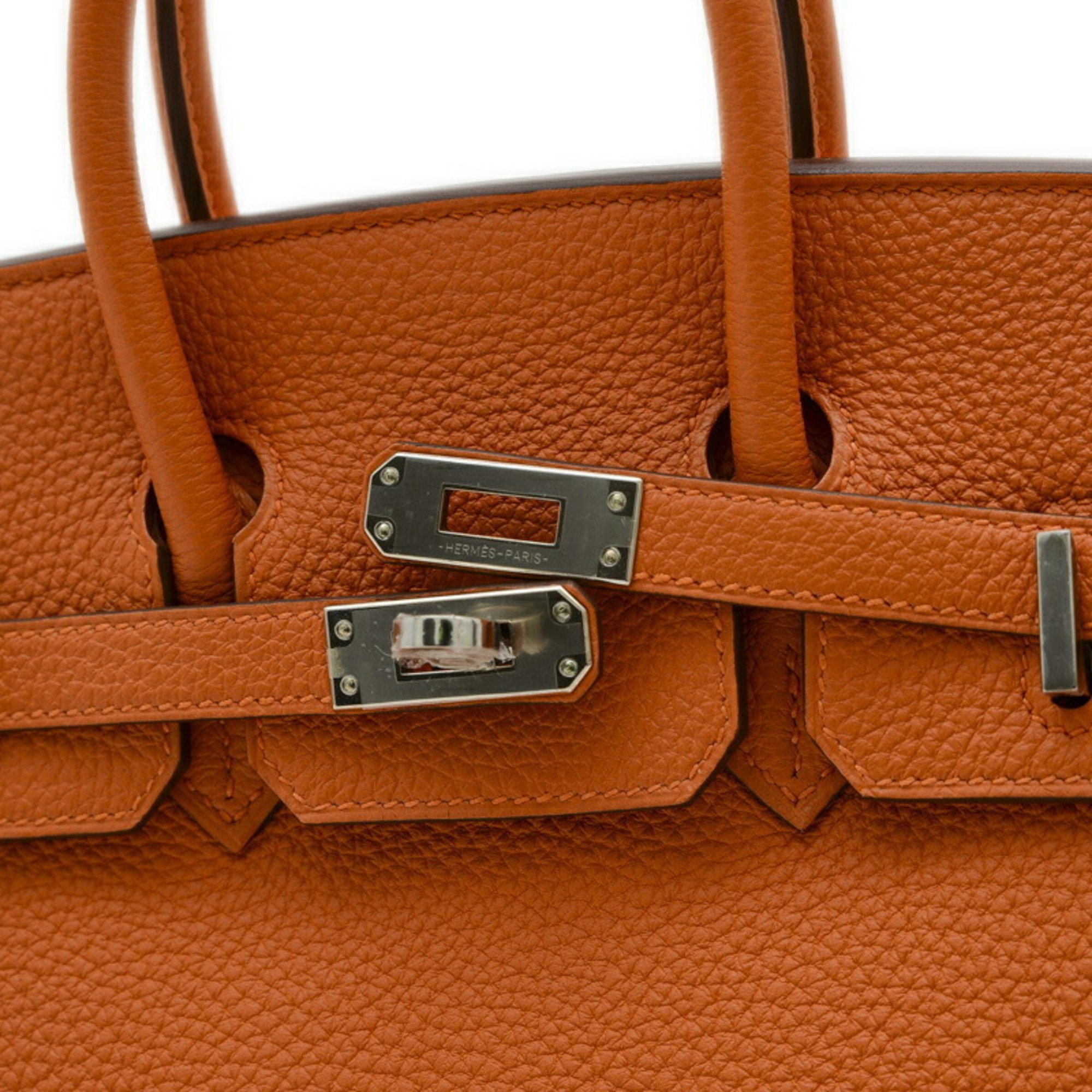 Hermes Birkin 25 Togo Handbag Orange U Stamp