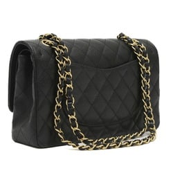 Chanel Matelasse 25 Double Chain Shoulder Bag Caviar Skin Black A01112