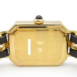 CHANEL Premiere M Watch GP (Gold Plated) Leather Strap Women's Black H0001