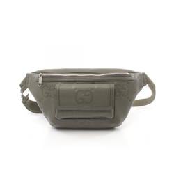 GUCCI GG embossed waist bag, body leather, men's, women's, khaki 645093