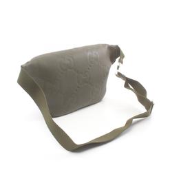 GUCCI GG embossed waist bag, body leather, men's, women's, khaki 645093