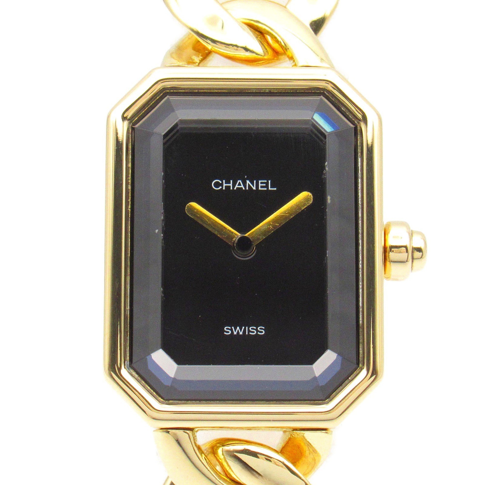 CHANEL Premiere S Watch, K18 (yellow gold), women's, black, H0003