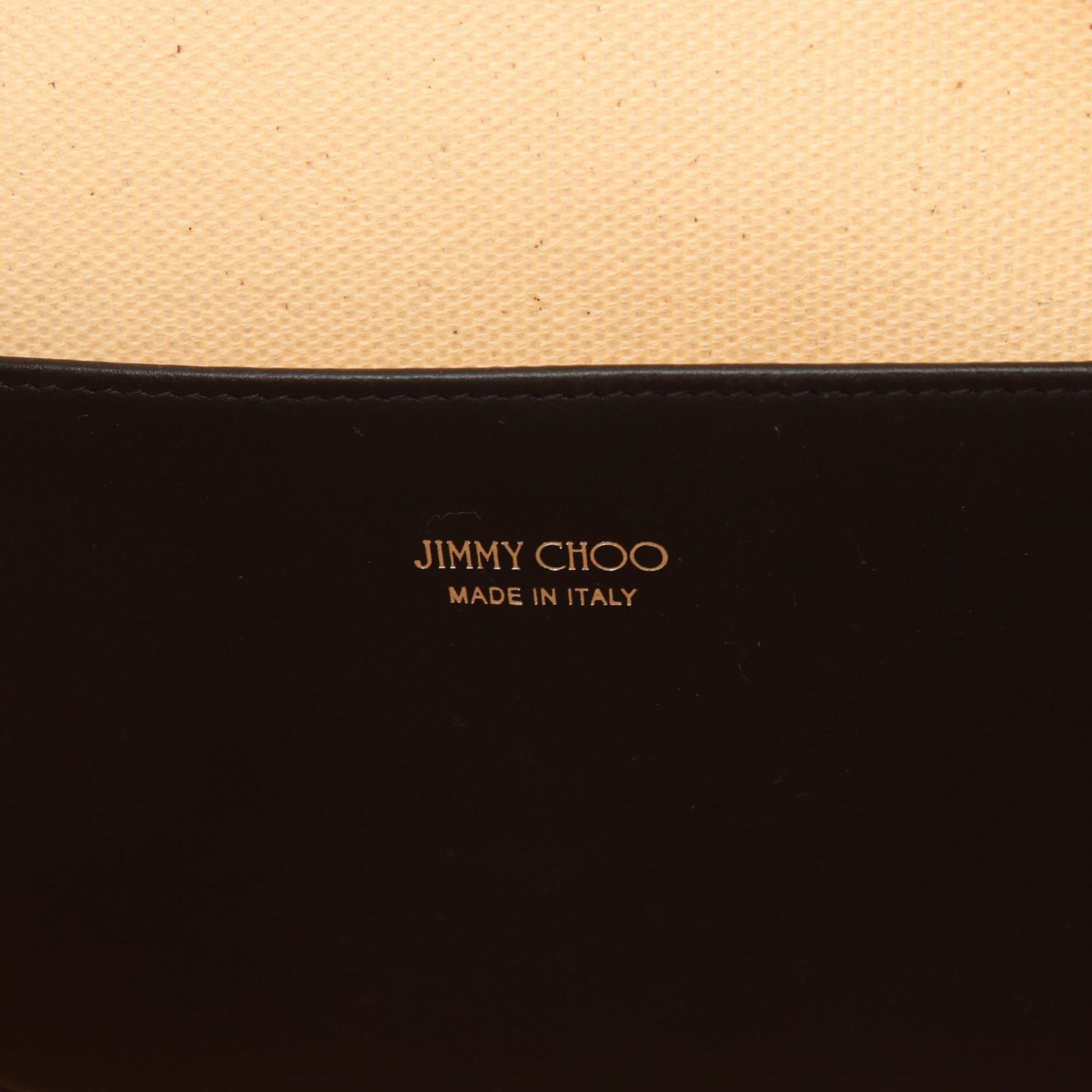 JIMMY CHOO LOGO TOTE Tote Bag Canvas Leather Women's Ivory Black