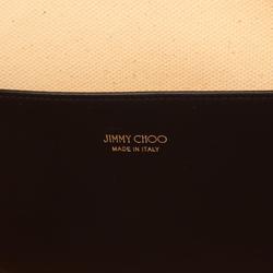 JIMMY CHOO LOGO TOTE Tote Bag Canvas Leather Women's Ivory Black