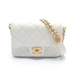 CHANEL Matelasse Shoulder Bag, Caviar Skin (Grained Calf), Women's, White, A35200