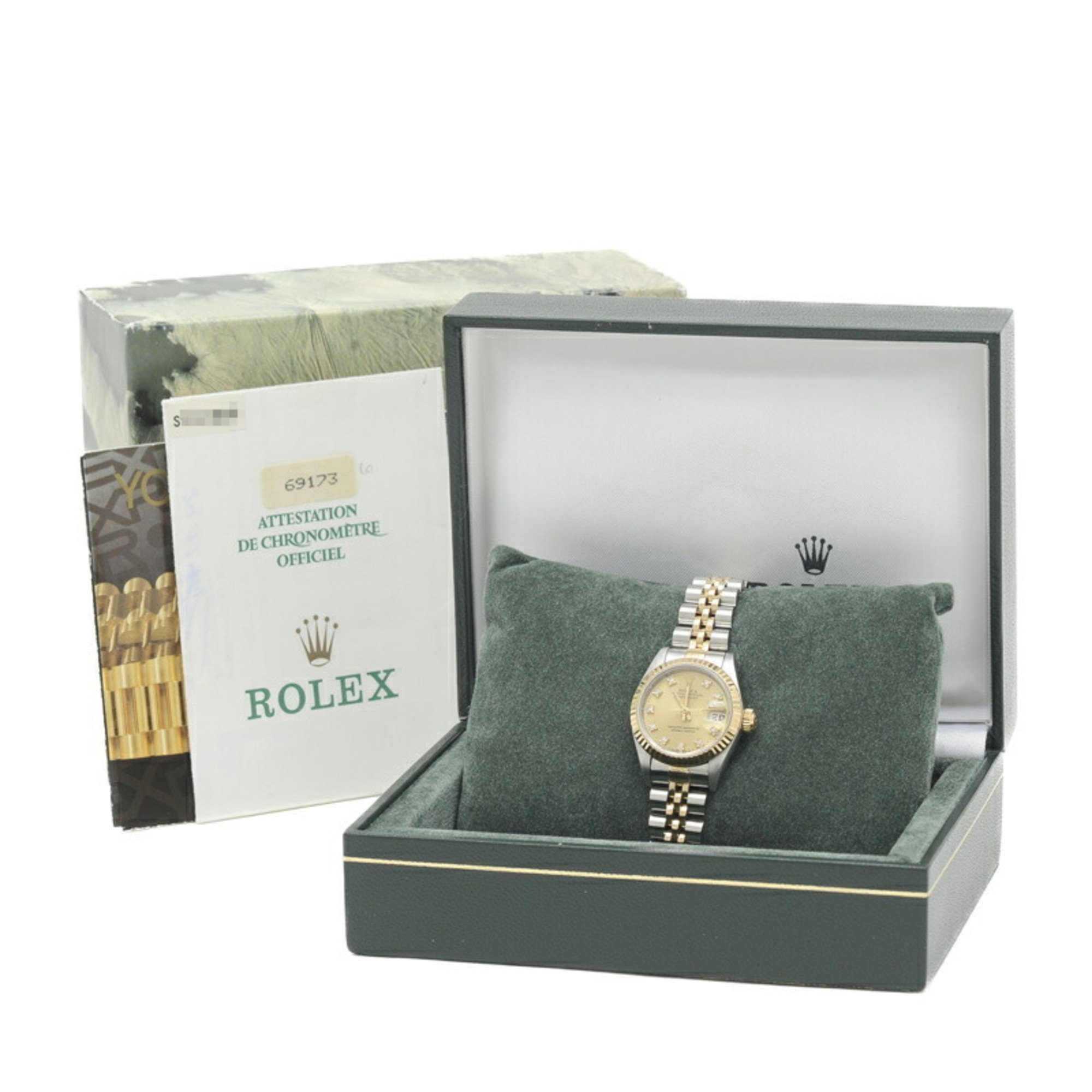 Rolex Datejust 69173G combination watch, champagne dial, 10 diamonds, ladies, S series