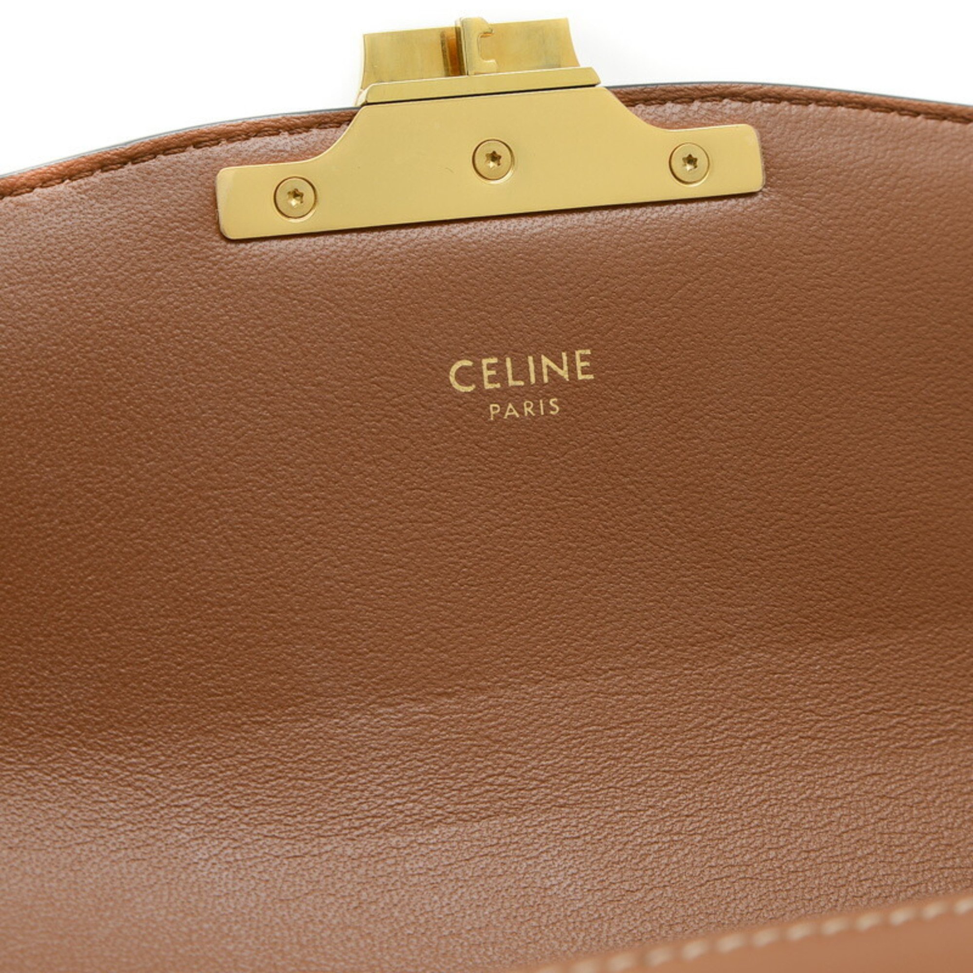 Celine Triomphe Shoulder Bag Canvas Calf Tan 188882