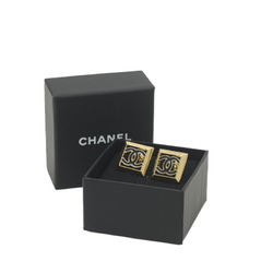 Chanel Coco Mark Square Earrings, Openwork Design, Gold, Black, B24A